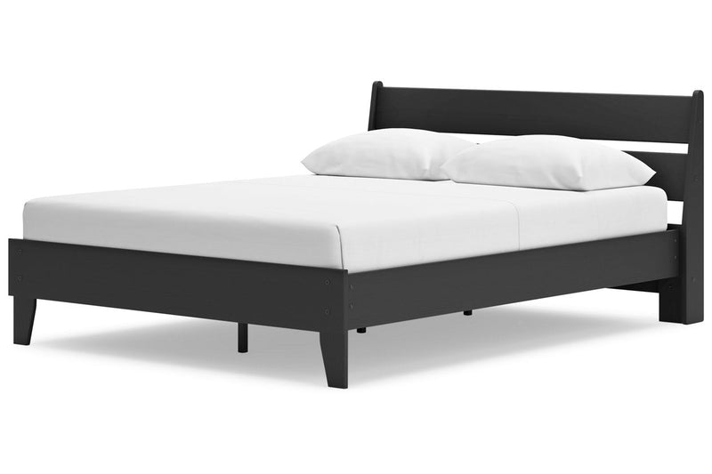 Socalle Black Queen Panel Platform Bed - Lara FurnitureQueen Bed