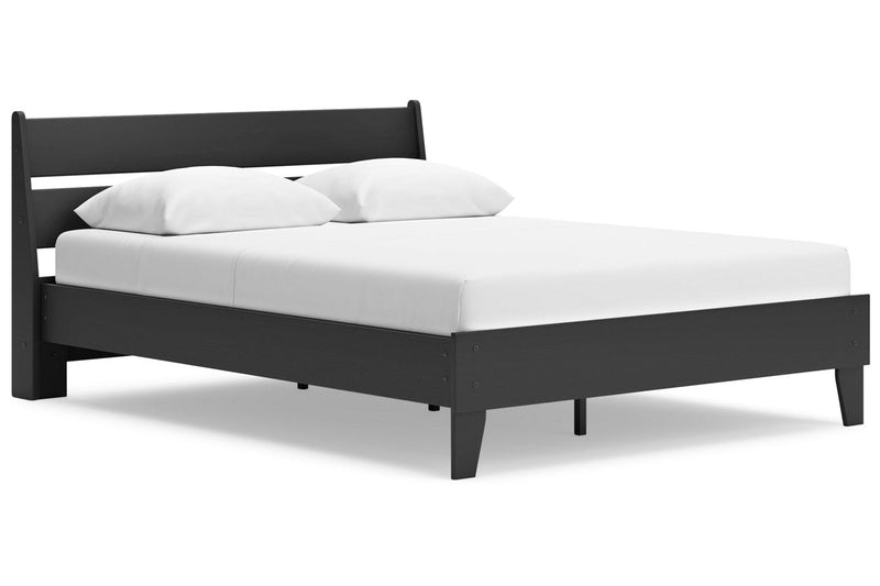Socalle Black Queen Panel Platform Bed - Lara FurnitureQueen Bed