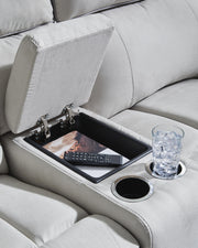 Social Pointe Pearl/Ash 6-Piece Reclining Sectional with Storage Console - PC98802S36