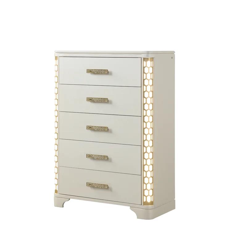 Sofia - 5 Drawers Beige Chest with LED Light - B243-C