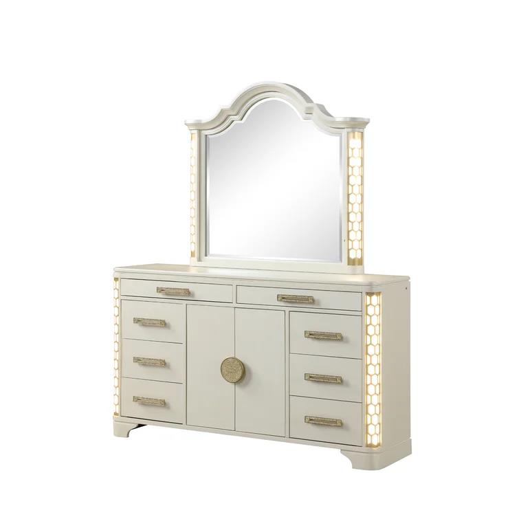 Sofia - 6 Drawers Beige Dresser with LED Light - B243-D