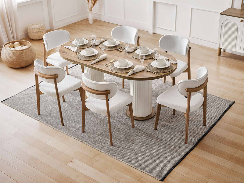 Sofya Diningroom (Consol With Mirror & Dining Table & 6 Dining Chair) - 200-ALT-SOF-DT-6-SET