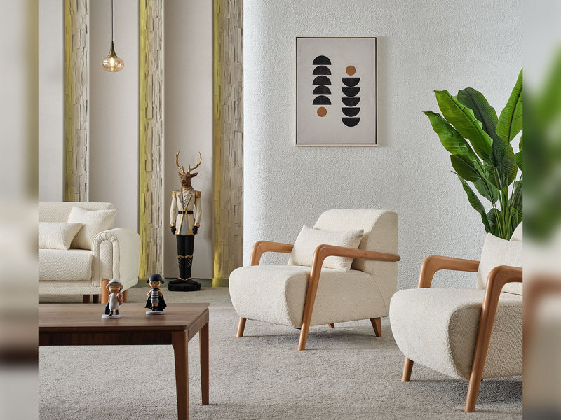 Soho 3-pieces (Sofa & Loveseat & Chair) Livingroom Set Cream in Cream - 101-SOH-IST03-321