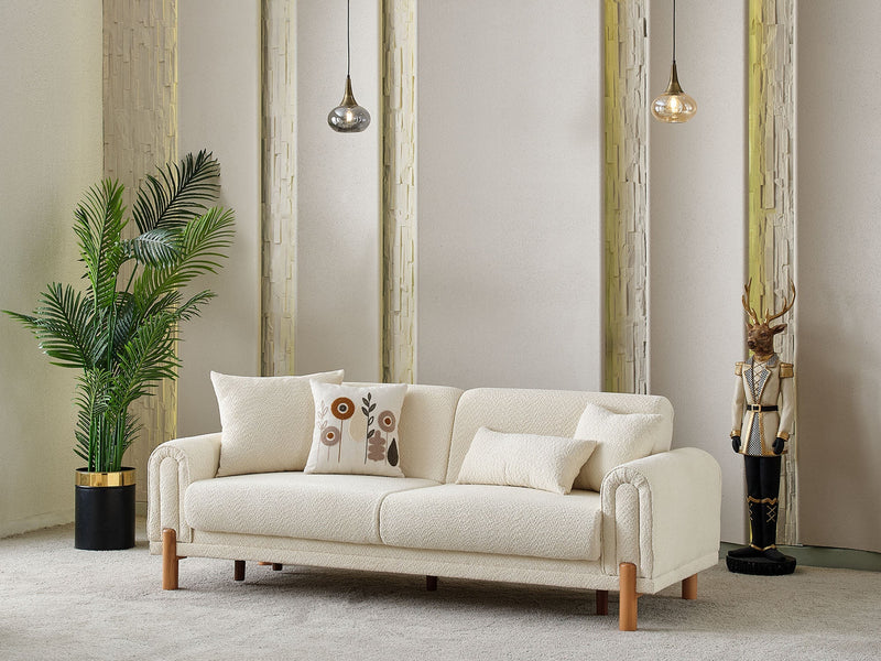Soho 3-pieces (Sofa & Loveseat & Chair) Livingroom Set Cream in Cream - 101-SOH-IST03-321