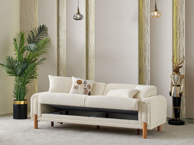 Soho 3-pieces (Sofa & Loveseat & Chair) Livingroom Set Cream in Cream - 101-SOH-IST03-321