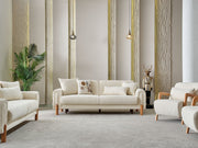 Soho 3-pieces (Sofa & Loveseat & Chair) Livingroom Set Cream in Cream - 101-SOH-IST03-321