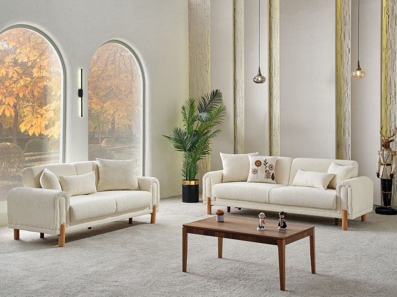 Soho 4-pieces (2 Sofa & 2 Chair) Livingroom Set Cream in Cream - 101-SOH-IST03-3311