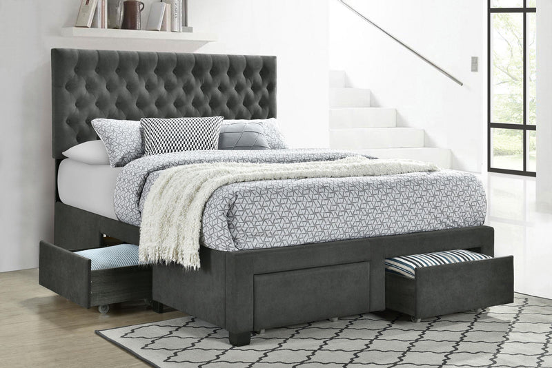 Soledad Upholstered Full Storage Panel Bed Grey - 305877F