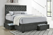 Soledad Upholstered Queen Storage Panel Bed Grey - 305877Q