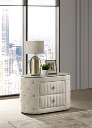 Sonya 2-drawer Upholstered Nightstand Bedside Table Ivory - 360112