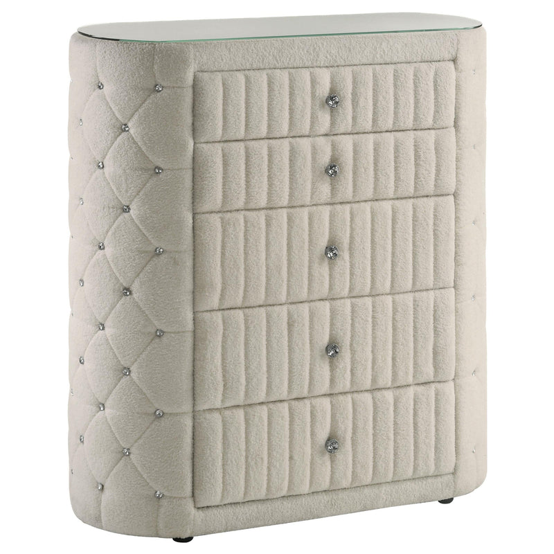 Sonya 5-piece Upholstered Queen Bedroom Set Ivory - 360111Q-S5