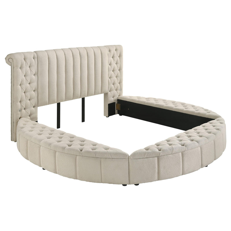 Sonya 5-piece Upholstered Queen Bedroom Set Ivory - 360111Q-S5