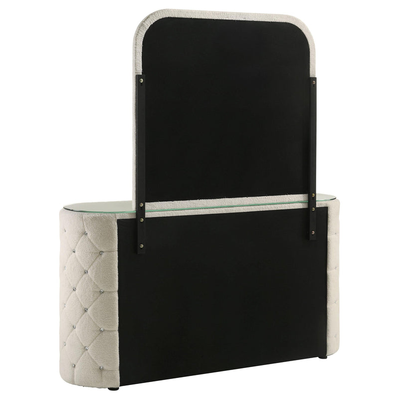 Sonya 6-drawer Upholstered Bedroom Dresser with Mirror Ivory - 360113M