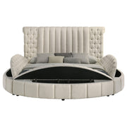 Sonya Upholstered Eastern King Round Storage Bed Ivory - 360111KE