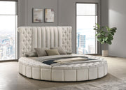 Sonya Upholstered Queen Round Storage Bed Ivory - 360111Q