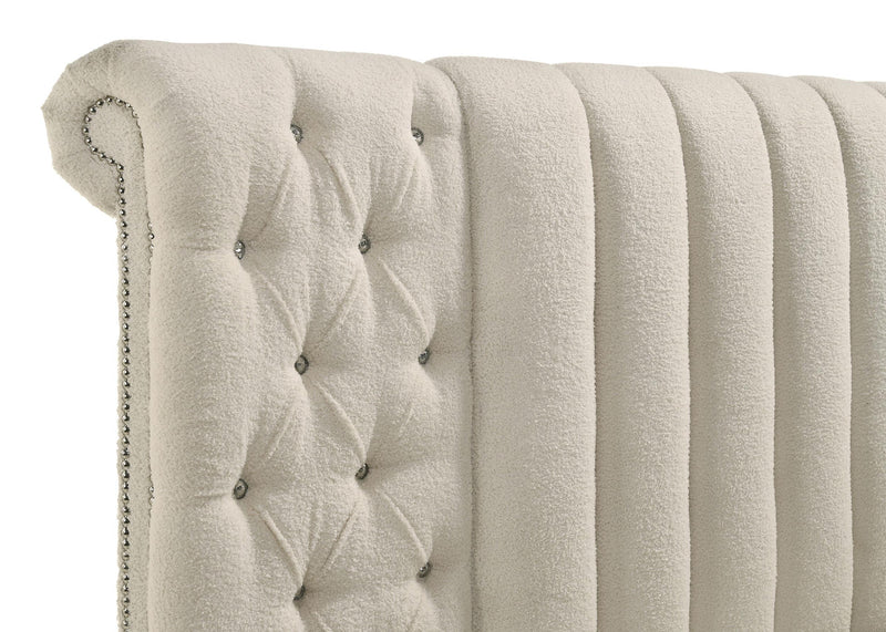 Sonya Upholstered Queen Round Storage Bed Ivory - 360111Q