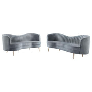 Sophia 2-piece Upholstered Channel Tufted Sofa Set Grey - 506864-S2