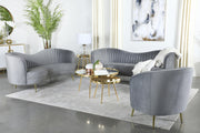 Sophia 3-piece Upholstered Channel Tufted Sofa Set Grey - 506864-S3