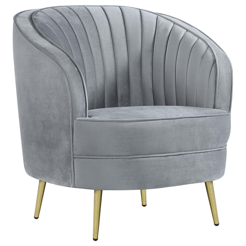 Sophia Upholstered Channel Tufted Barrel Accent Chair Grey - 506866