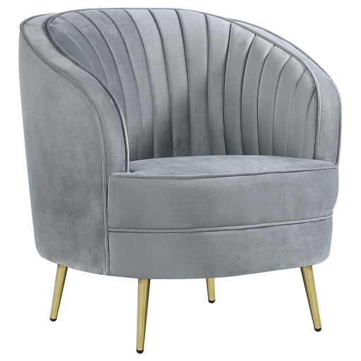 Sophia Upholstered Channel Tufted Barrel Accent Chair Grey - 506866