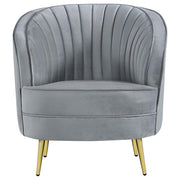 Sophia Upholstered Channel Tufted Barrel Accent Chair Grey - 506866