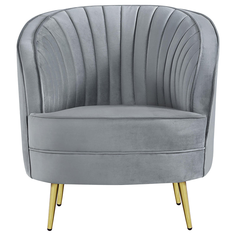 Sophia Upholstered Channel Tufted Barrel Accent Chair Grey - 506866
