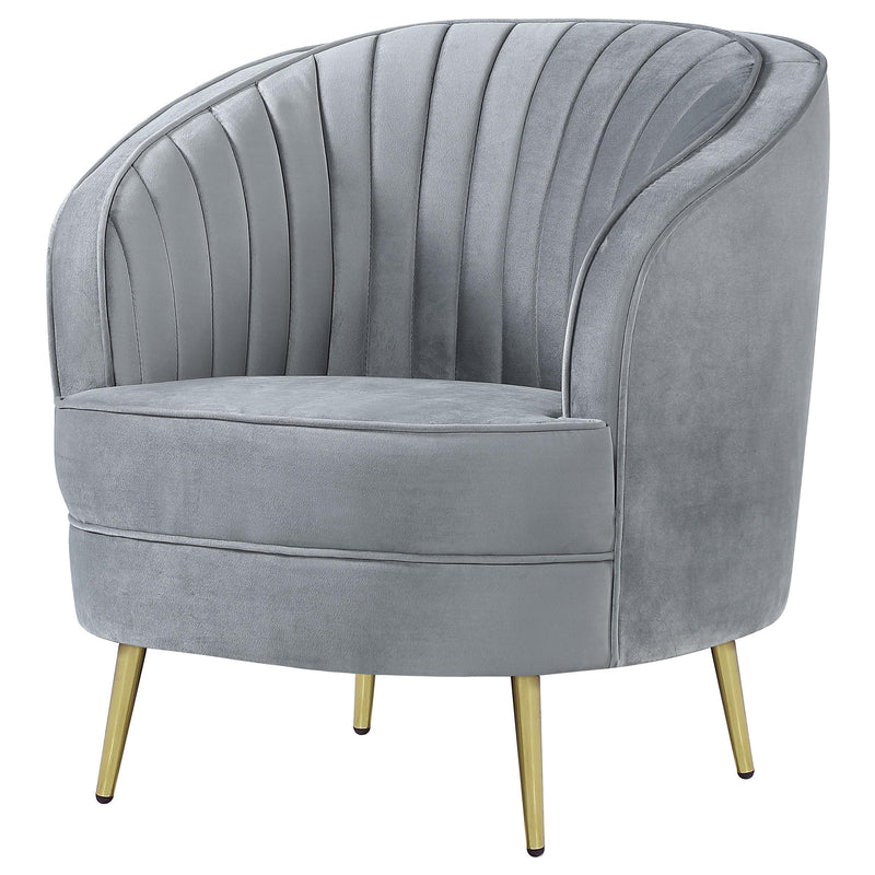 Sophia Upholstered Channel Tufted Barrel Accent Chair Grey - 506866