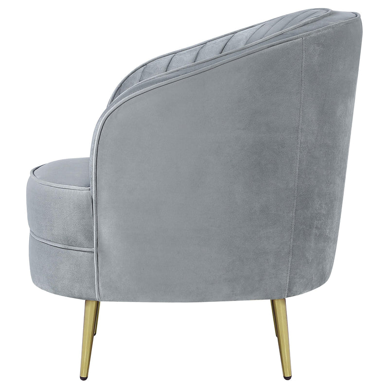 Sophia Upholstered Channel Tufted Barrel Accent Chair Grey - 506866
