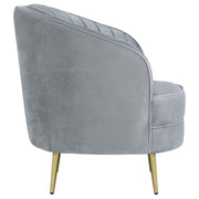 Sophia Upholstered Channel Tufted Barrel Accent Chair Grey - 506866