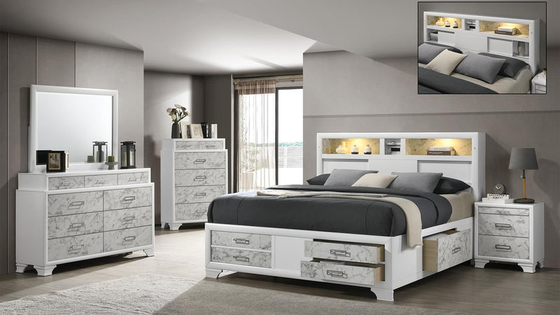 Soul King 5 Pc Bedroom Set in White - Soul King 5 Pc Bedroom Set in White