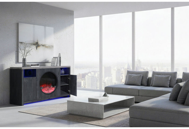 Nyla Grey 60″ Entertainment Unit With Speakers And Led - NYLA-GREY-60″ EU W/SPKR LED