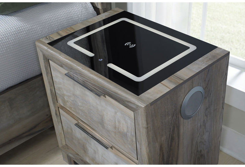 Callie Brown Nightstand With Wc Platform And Led Speaker - CALLIE-BROWN-NS W/SPKR & WC