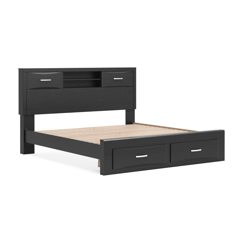 Stabotta Black King Bookcase Storage Bed - PCB1755B10