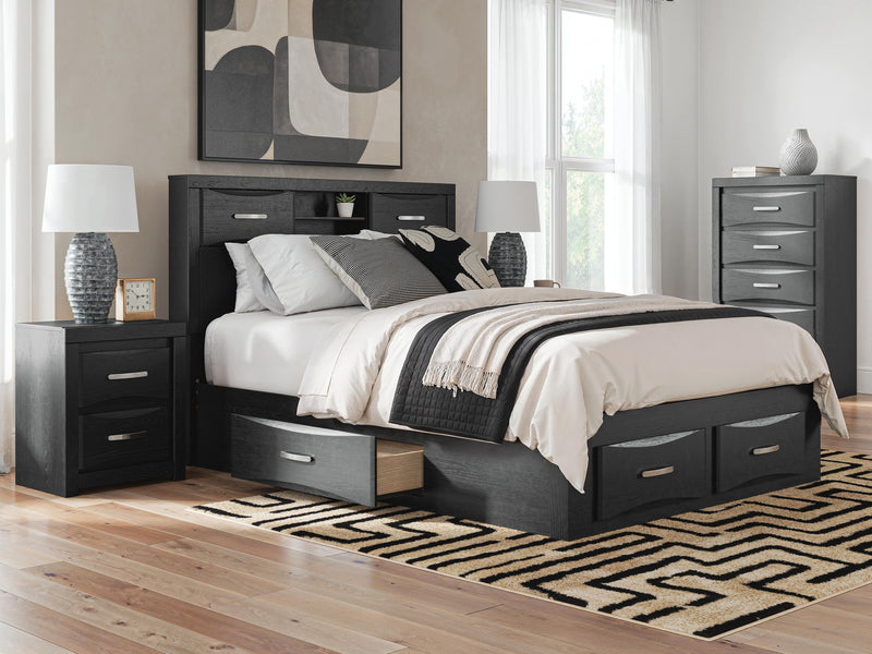 Stabotta Black Queen Bookcase Bed with Storage - PCB1755B7