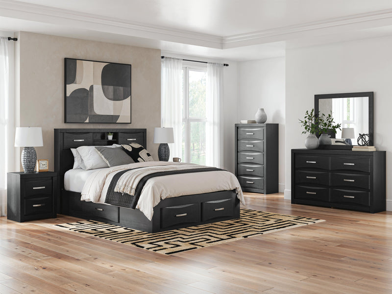 Stabotta Black Queen Bookcase Bed with Storage - PCB1755B7