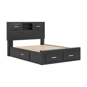 Stabotta Black Queen Bookcase Bed with Storage - PCB1755B7