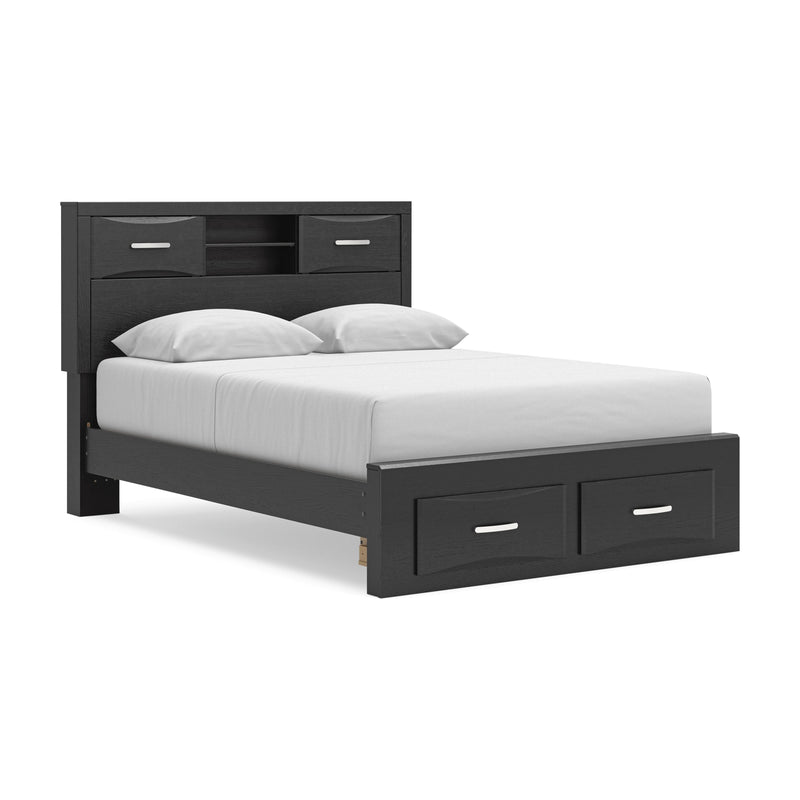 Stabotta Black Queen Bookcase Storage Bed - PCB1755B3