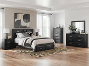 Stabotta Black Queen Bookcase Storage Bed - PCB1755B3