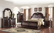 Stanley Cherry Brown King Upholstered Sleigh Bed - Lara FurnitureKing Bed