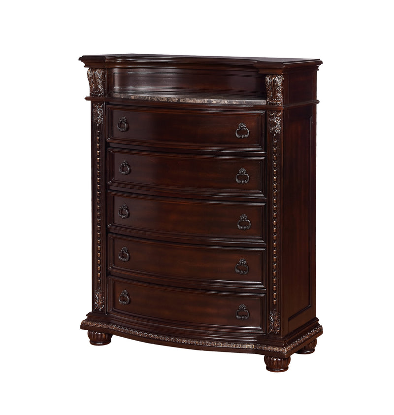 Stanley Cherry Brown Upholstered Sleigh Bedroom Set - Lara FurnitureBedroom Set