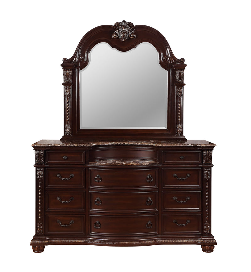 Stanley Cherry Brown Upholstered Sleigh Bedroom Set - Lara FurnitureBedroom Set