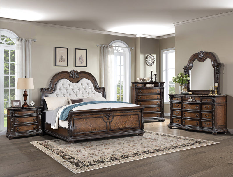 Stanley Coffee Brown Queen Sleigh Bed - Lara FurnitureQueen Bed