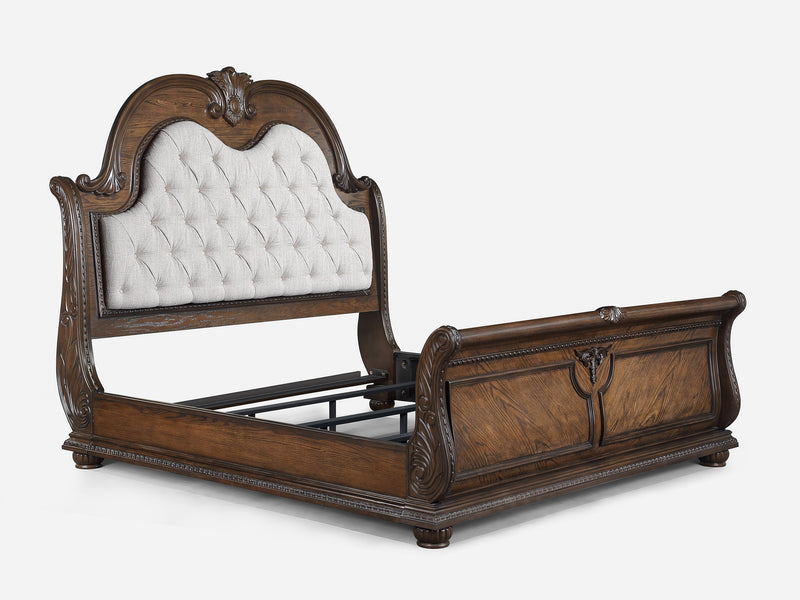 Stanley Coffee Brown Queen Sleigh Bed - Lara FurnitureQueen Bed