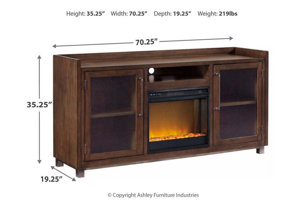 Starmore Brown 70" TV Stand with Electric Fireplace - Gate FurnitureTV Stand