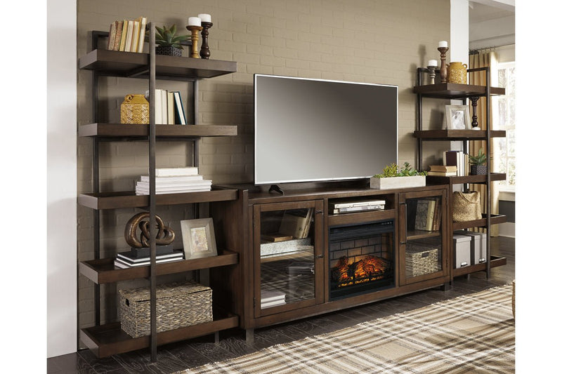 Starmore Brown/Gunmetal 3 - Piece Wall Unit with Electric Fireplace - Lara FurnitureEntertainment Center