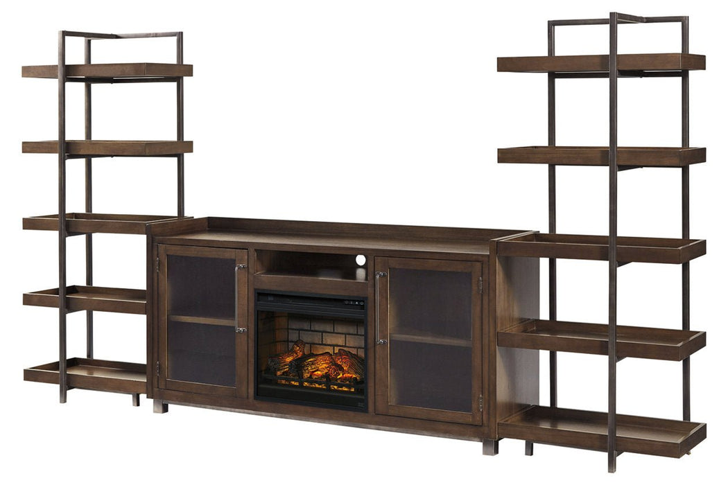 Starmore Brown/Gunmetal 3 - Piece Wall Unit with Electric Fireplace - Gate FurnitureEntertainment Center