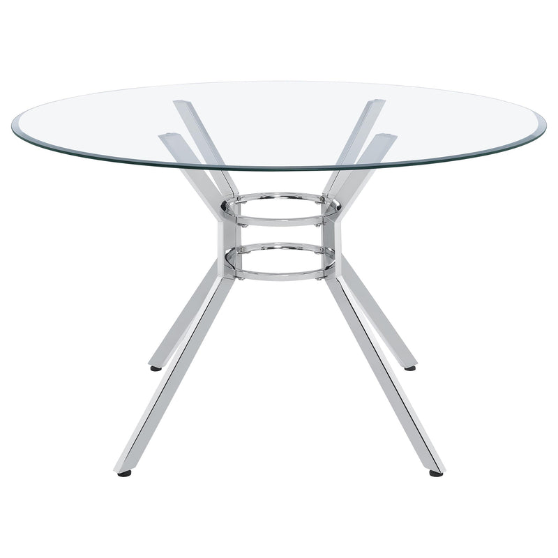 Steele 48-inch Round Glass Top Dining Table Chrome - 115200CHR