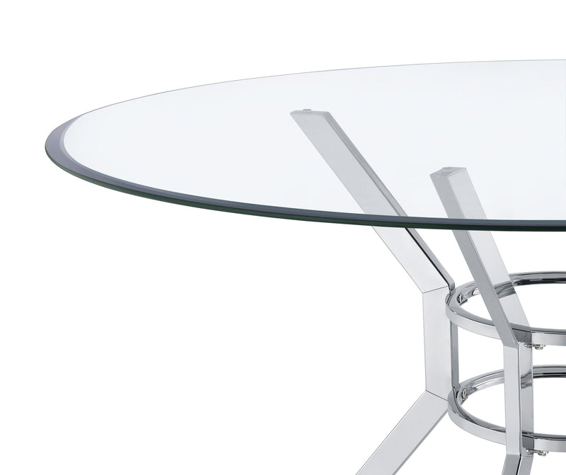 Steele 48-inch Round Glass Top Dining Table Chrome - 115200CHR