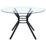 Steele 48-inch Round Glass Top Dining Table Matte Black - 115200BLK