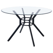 Steele 48-inch Round Glass Top Dining Table Matte Black - 115200BLK